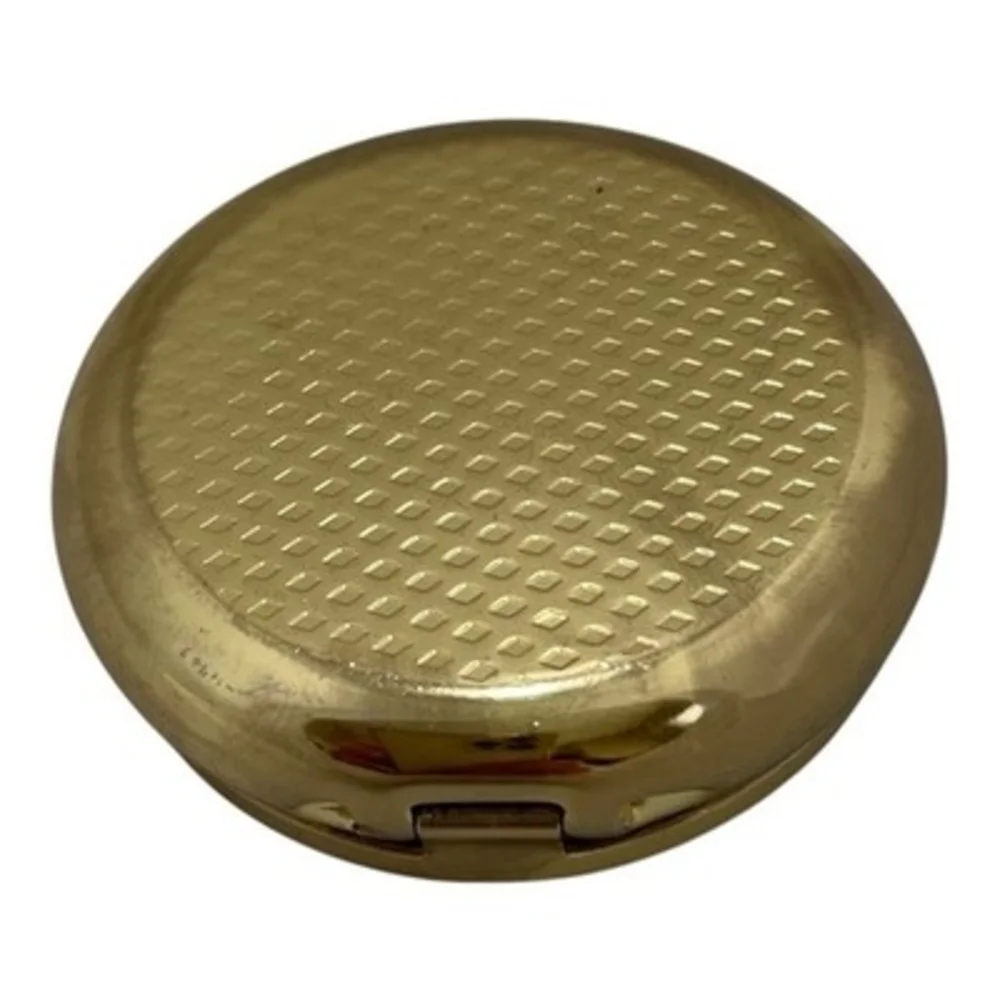 Vintage Gold Tone Floral Pill Trinket Box Multi-Color Flowers Container